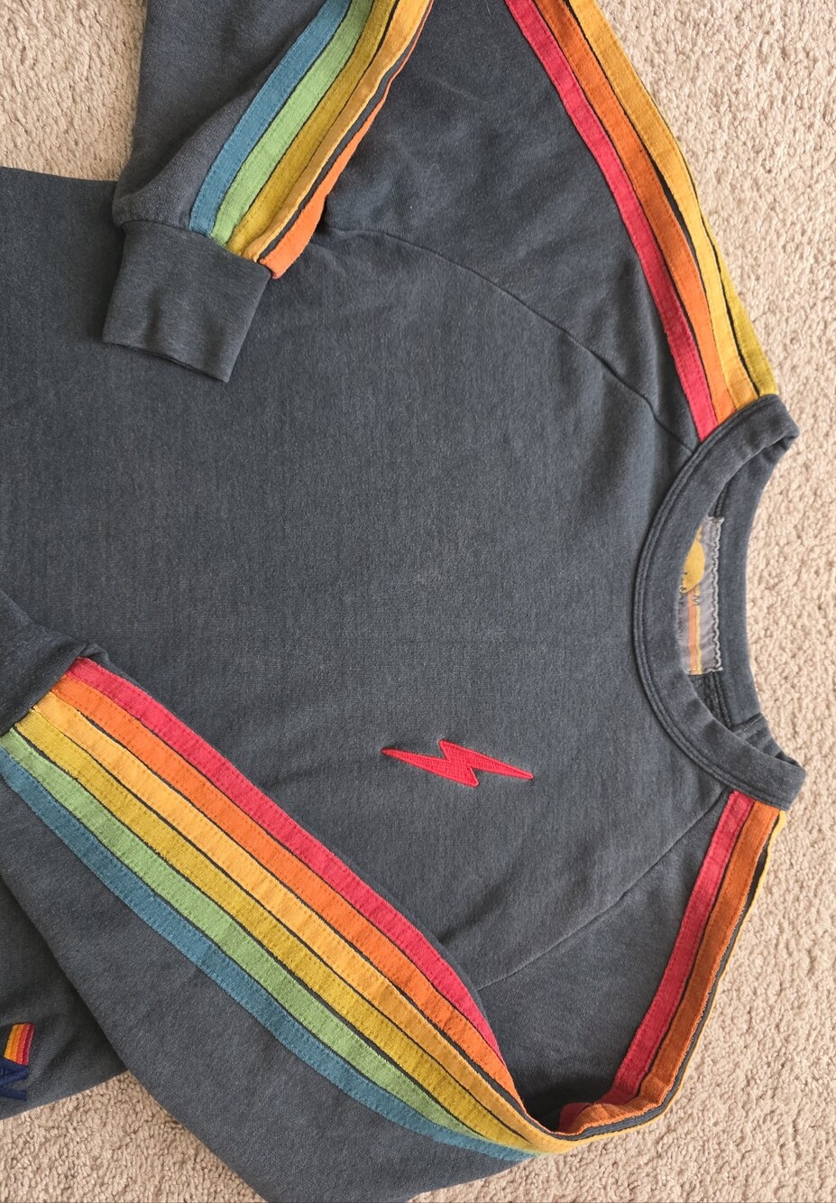 Aviator Nation Cropped Crewneck Red Bolt 6 Stripes Medium - Picture 4 of 4